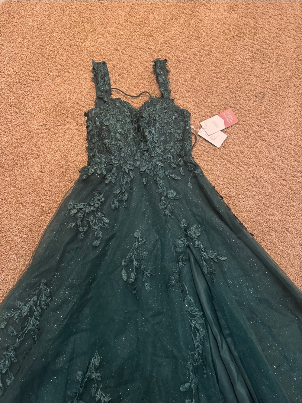 Embellished Forest Green A-Line Gown